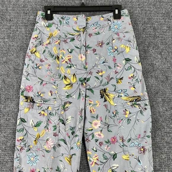 Anthropologie Floral Cargo Pants Women 2 Slim Tapered Utility Indie Y2K - Picture 4 of 13